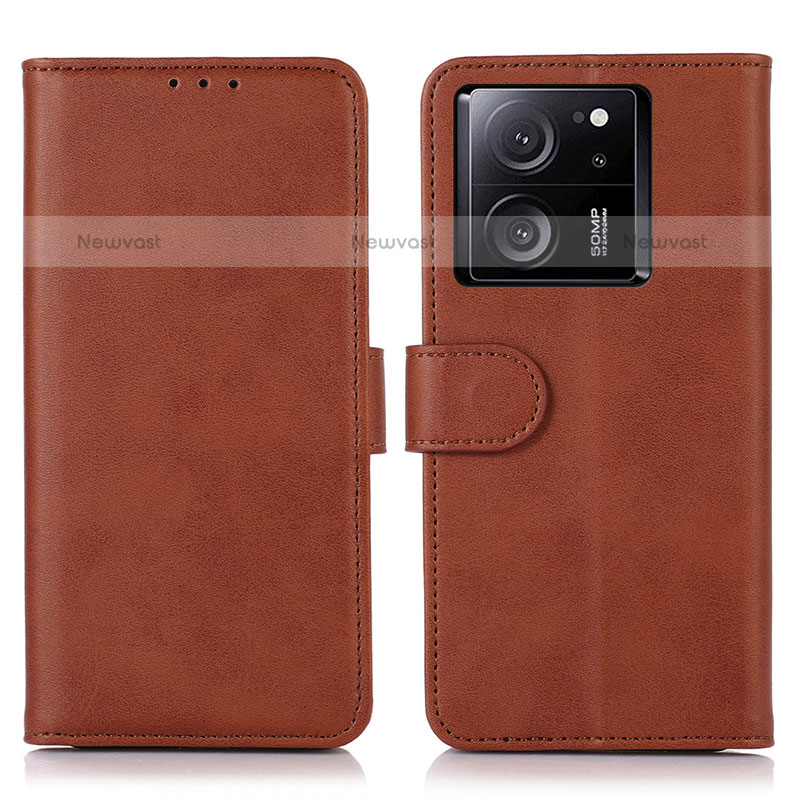 Leather Case Stands Flip Cover Holder N08P for Xiaomi Redmi K60 Ultra 5G Brown