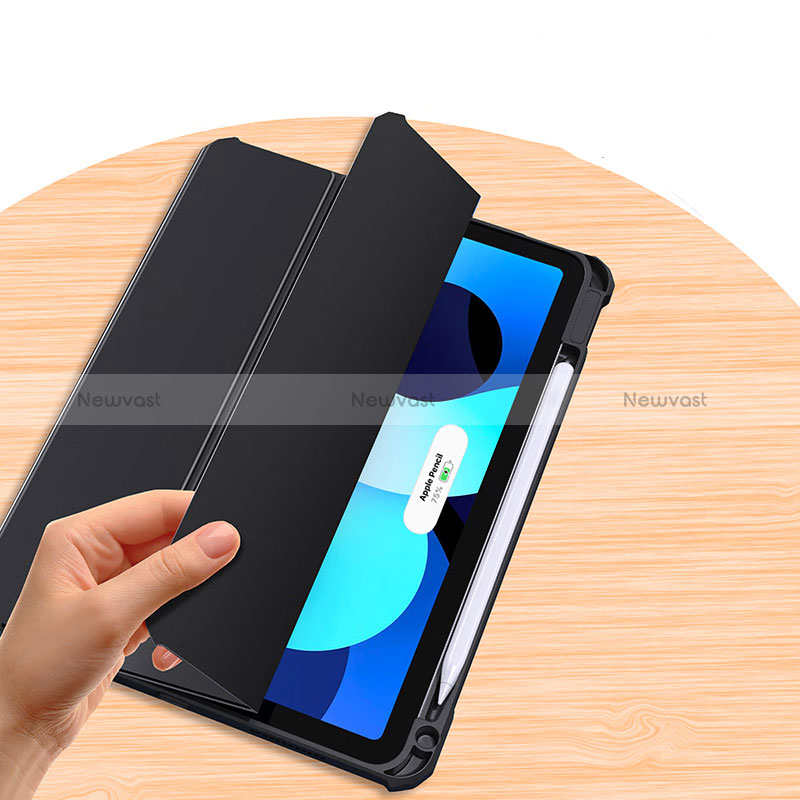 Leather Case Stands Flip Cover Holder P01 for Apple iPad Air 5 10.9 (2022) Black