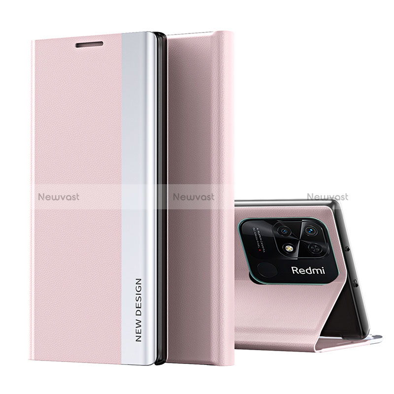 Leather Case Stands Flip Cover Holder Q01H for Xiaomi Redmi 10 India