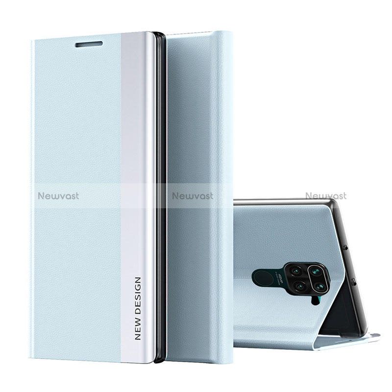 Leather Case Stands Flip Cover Holder Q01H for Xiaomi Redmi 10X 4G Sky Blue