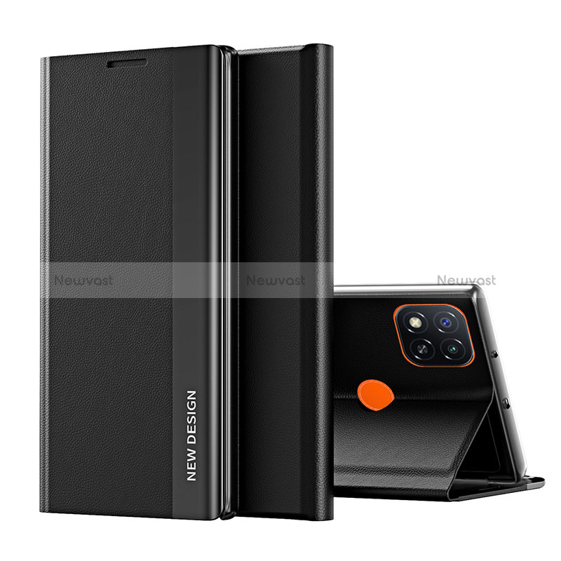 Leather Case Stands Flip Cover Holder Q01H for Xiaomi Redmi 9C Black