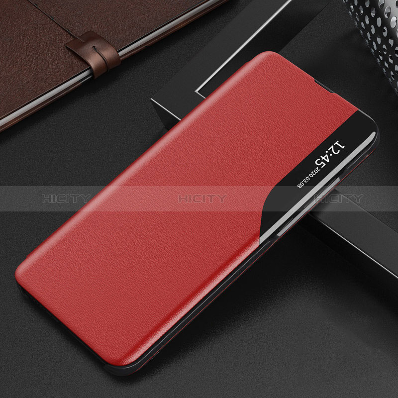 Leather Case Stands Flip Cover Holder Q02H for Samsung Galaxy A73 5G Red