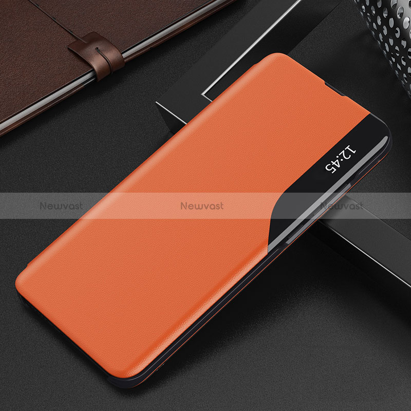 Leather Case Stands Flip Cover Holder Q02H for Xiaomi Poco F4 5G Orange