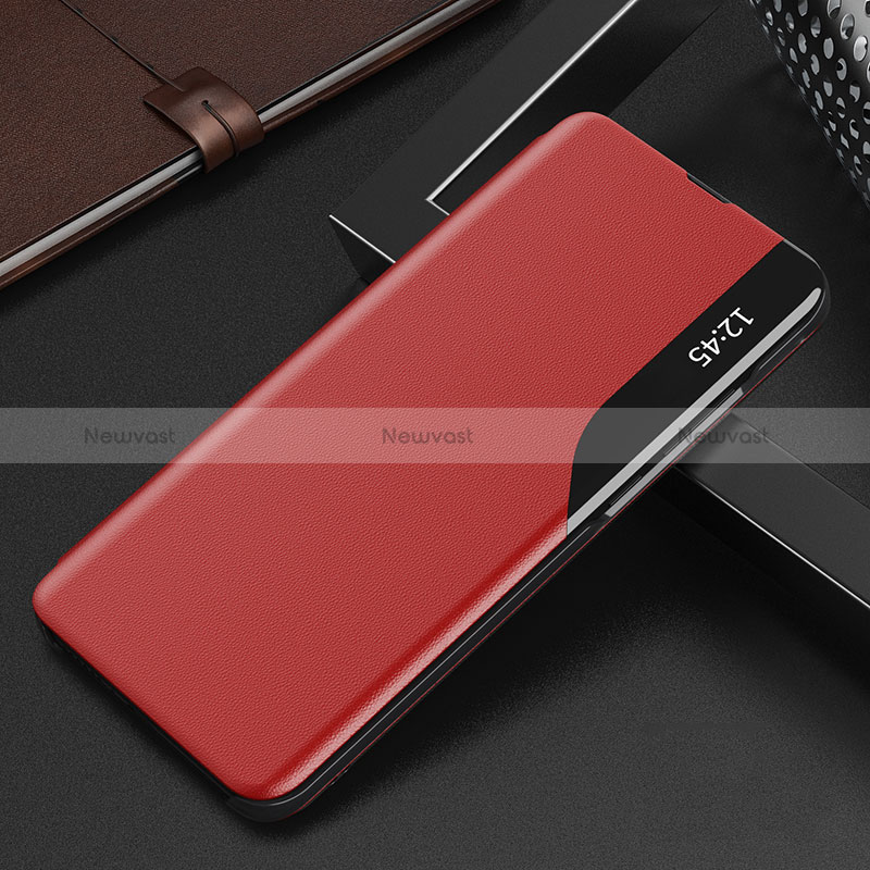 Leather Case Stands Flip Cover Holder Q02H for Xiaomi Poco F4 5G Red