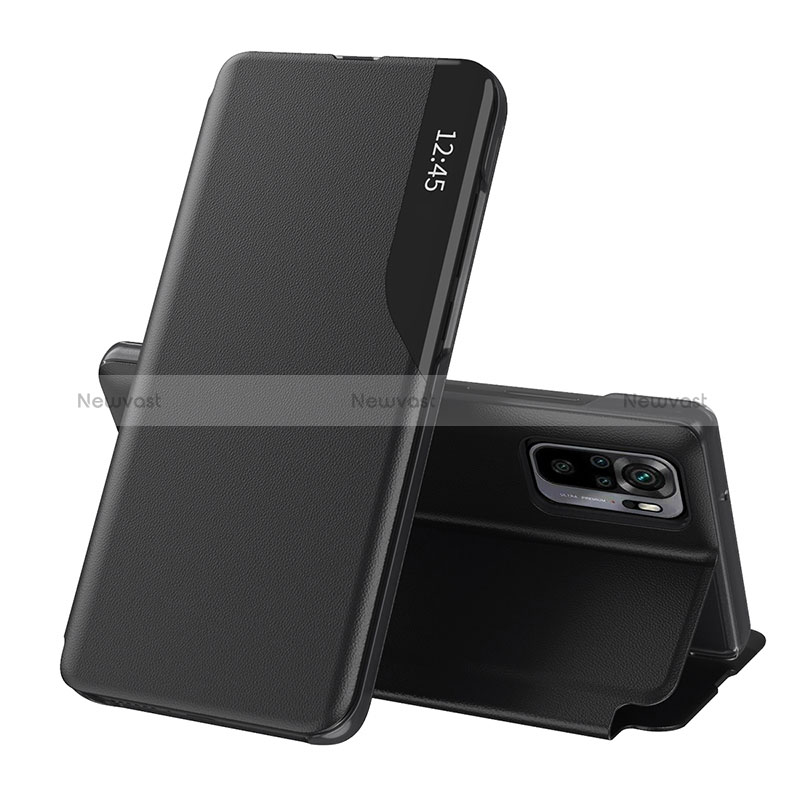 Leather Case Stands Flip Cover Holder Q02H for Xiaomi Poco M5S Black