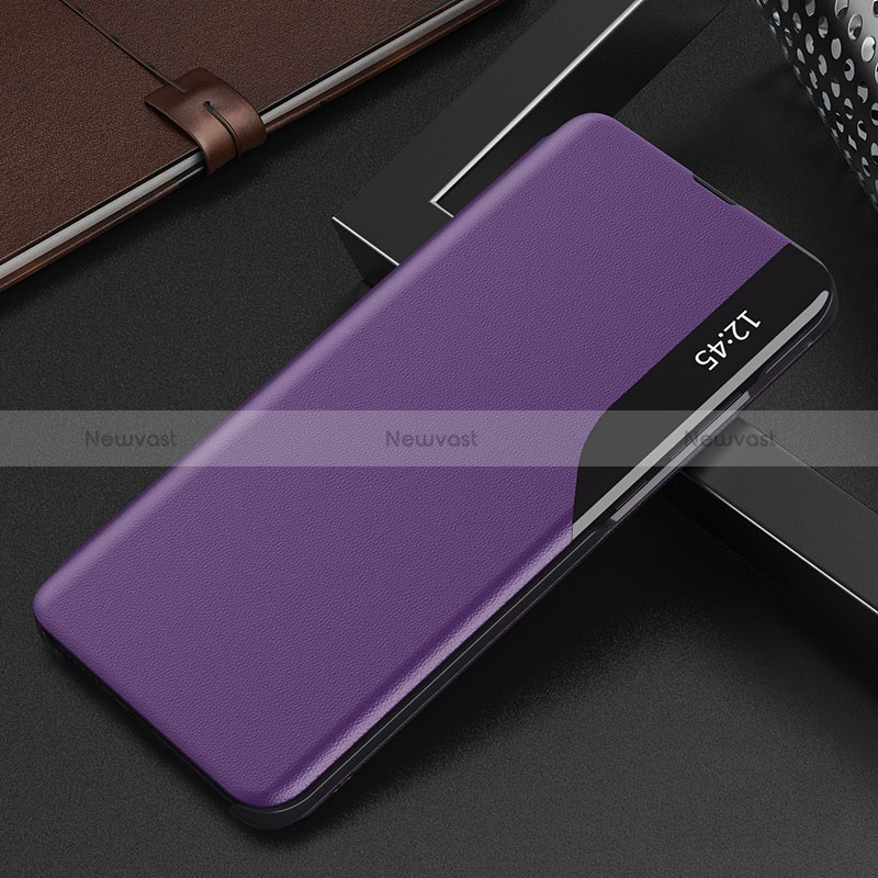 Leather Case Stands Flip Cover Holder Q02H for Xiaomi Poco X3 NFC Purple