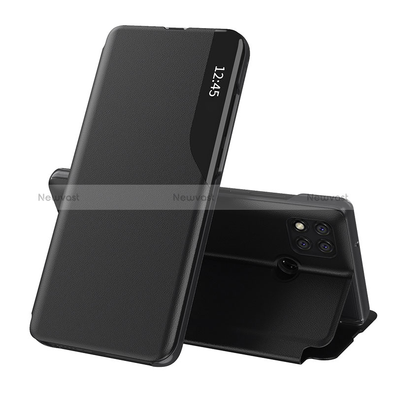 Leather Case Stands Flip Cover Holder Q02H for Xiaomi Redmi 9 Activ Black