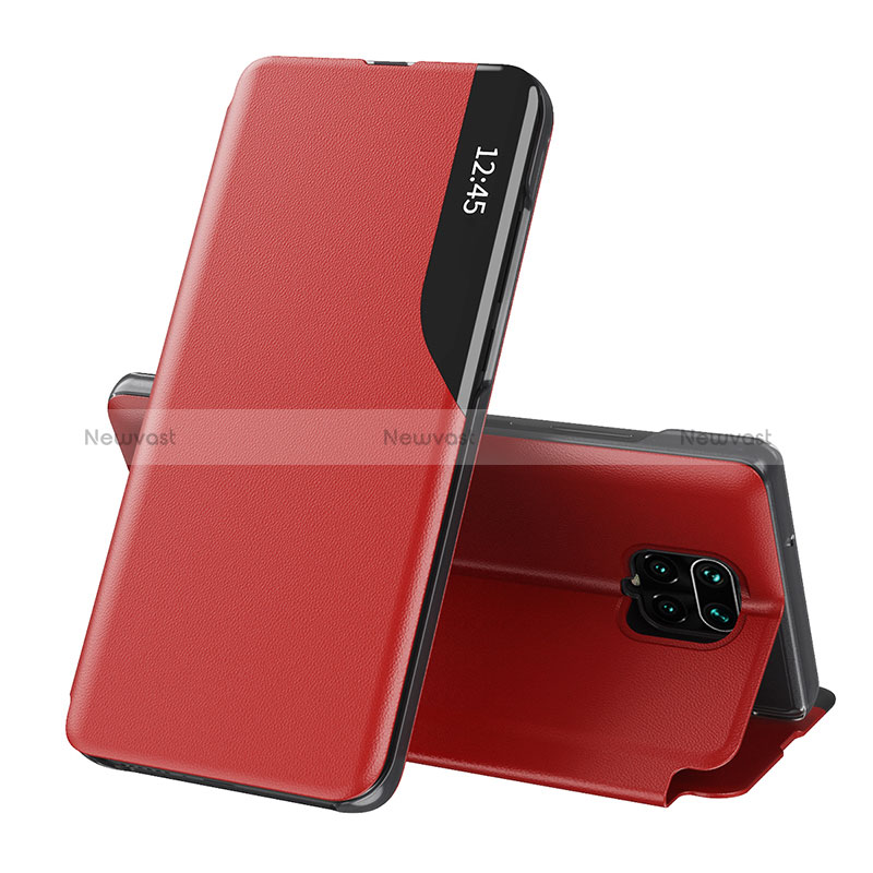 Leather Case Stands Flip Cover Holder Q02H for Xiaomi Redmi Note 9 Pro Max Red