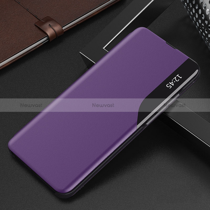 Leather Case Stands Flip Cover Holder Q03H for Xiaomi POCO C3 Purple