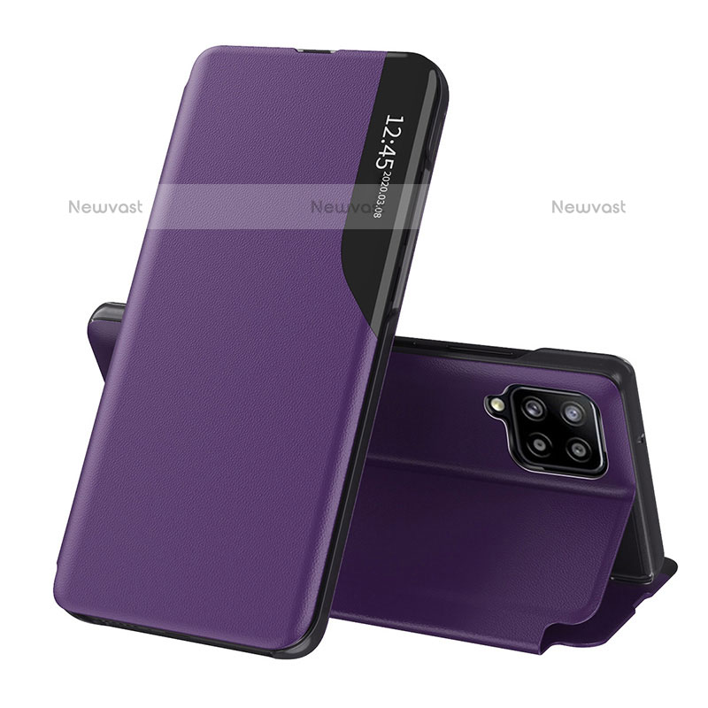 Leather Case Stands Flip Cover Holder Q04H for Samsung Galaxy M53 5G Purple