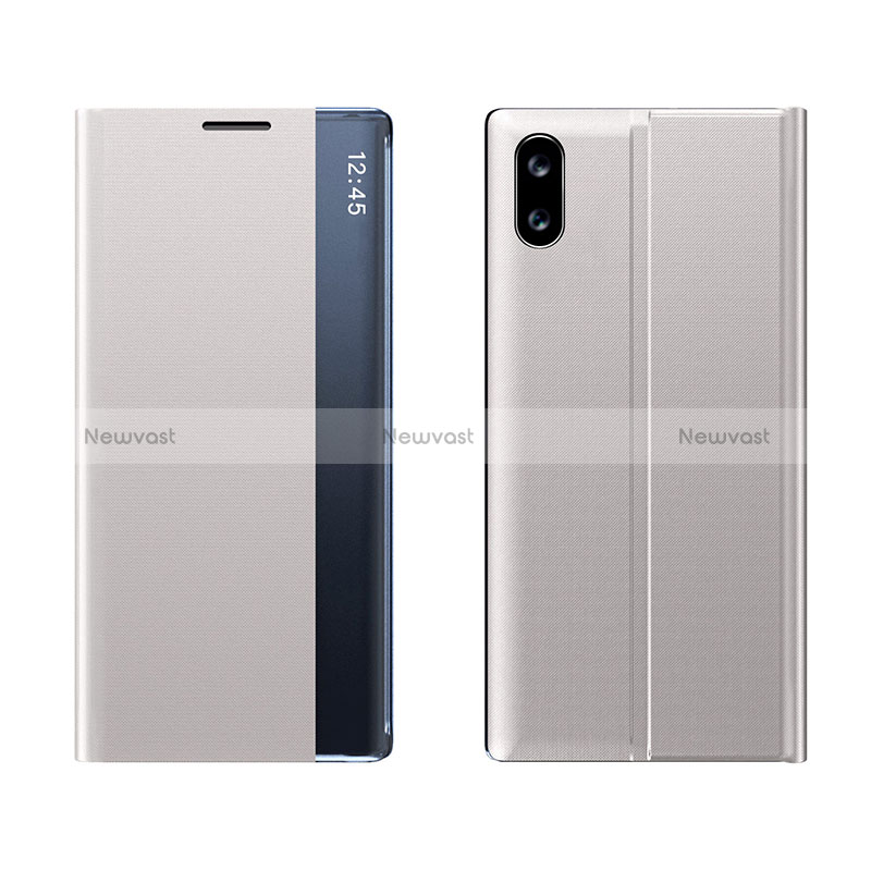 Leather Case Stands Flip Cover Holder Q04H for Xiaomi Redmi 9A Silver