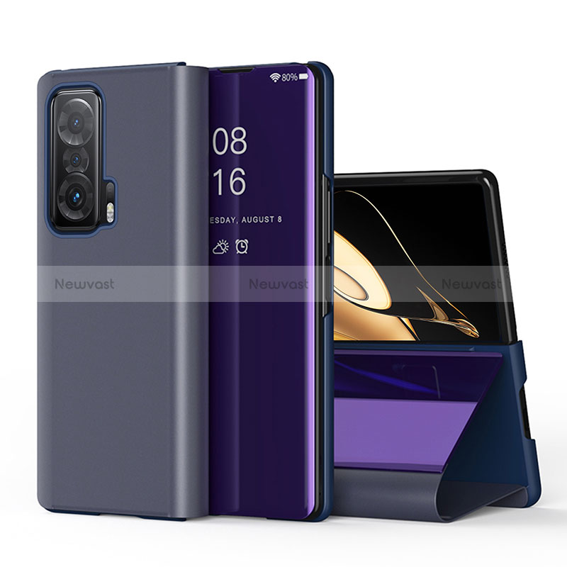 Leather Case Stands Flip Cover Holder QH1 for Huawei Honor Magic V 5G Purple