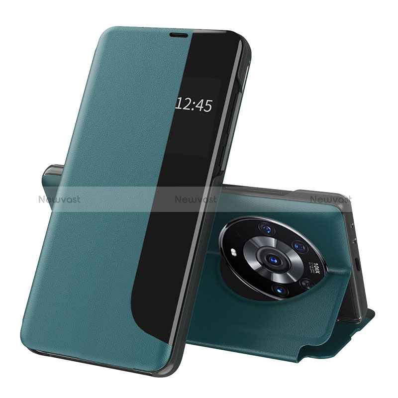 Leather Case Stands Flip Cover Holder QH1 for Huawei Honor Magic3 Pro 5G Green