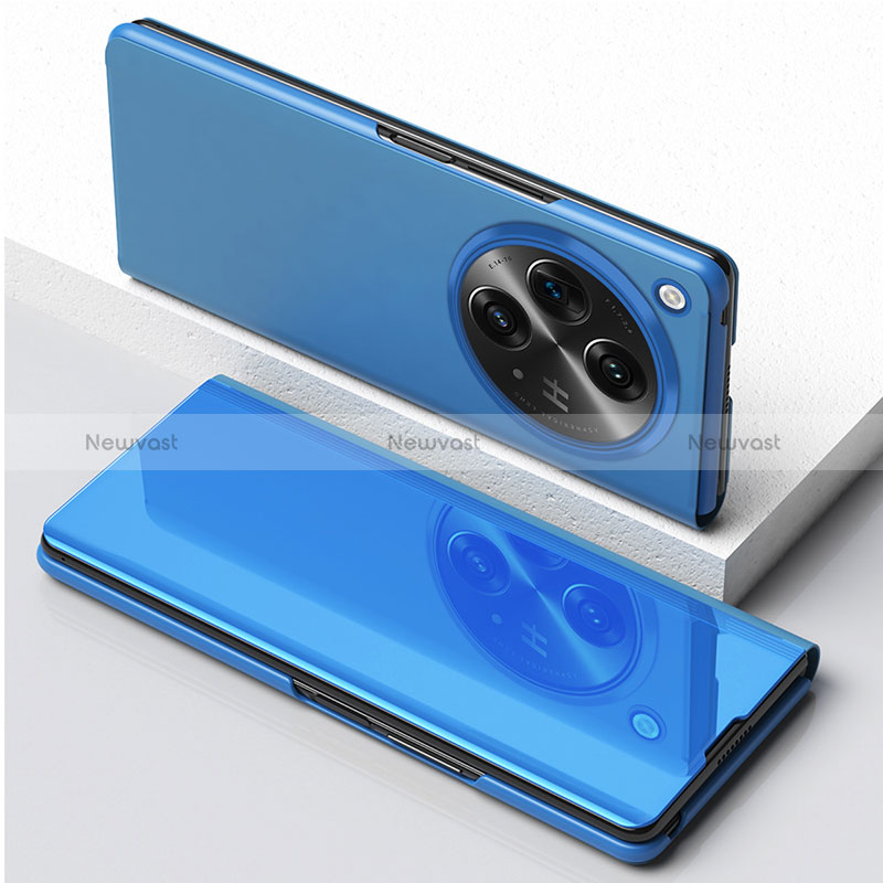 Leather Case Stands Flip Cover Holder QH1 for OnePlus Open 5G Blue