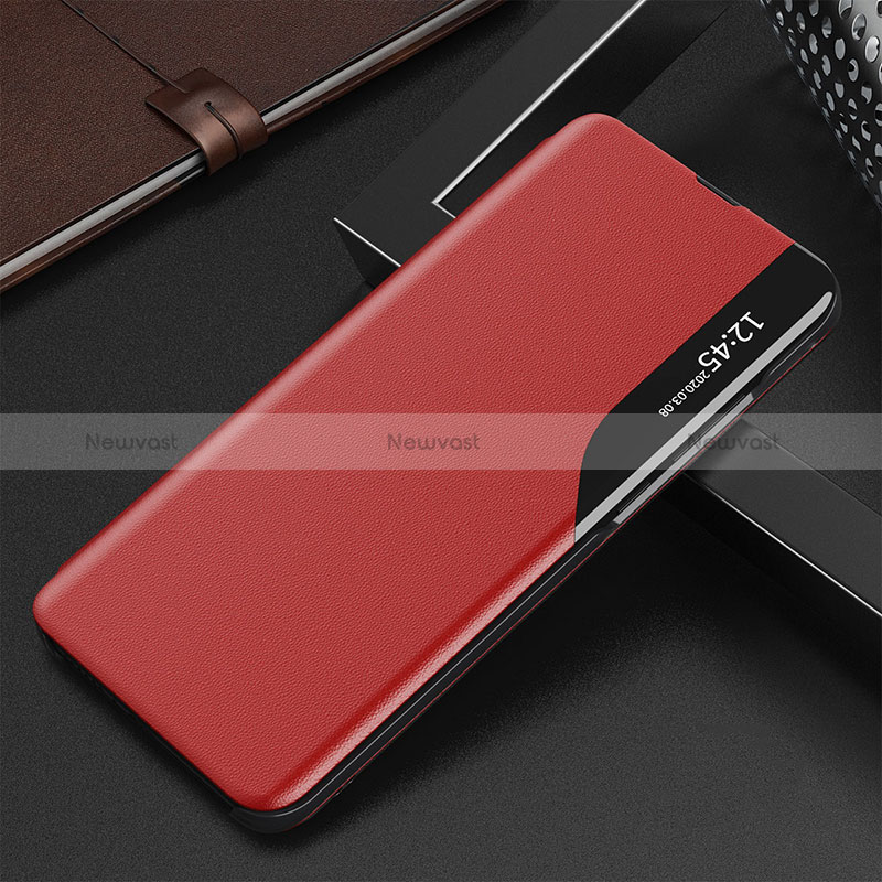 Leather Case Stands Flip Cover Holder QH1 for Realme C31 Red