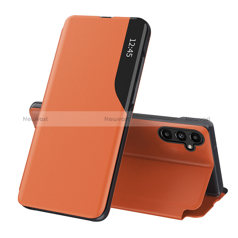 Leather Case Stands Flip Cover Holder QH1 for Samsung Galaxy A14 4G