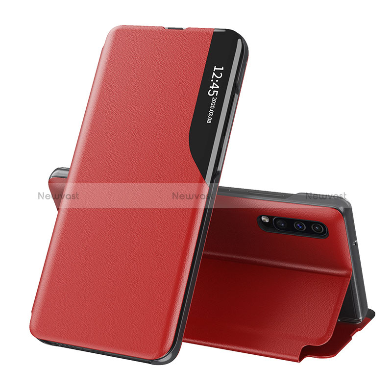 Leather Case Stands Flip Cover Holder QH1 for Samsung Galaxy A30S Red