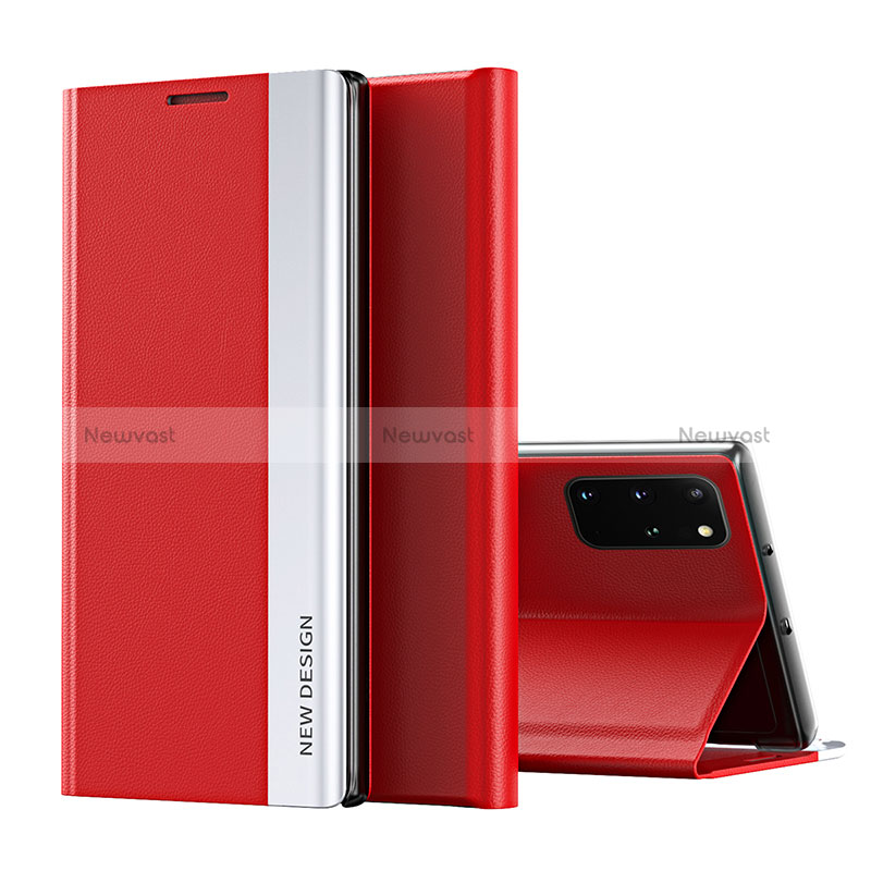 Leather Case Stands Flip Cover Holder QH1 for Samsung Galaxy A53 5G Red