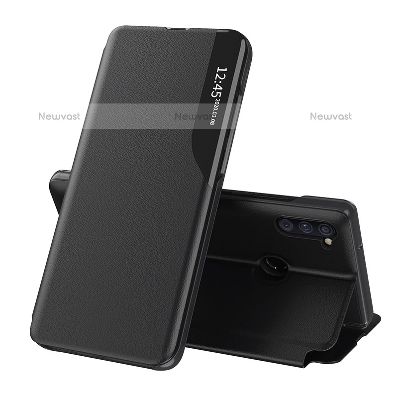 Leather Case Stands Flip Cover Holder QH1 for Samsung Galaxy M11 Black