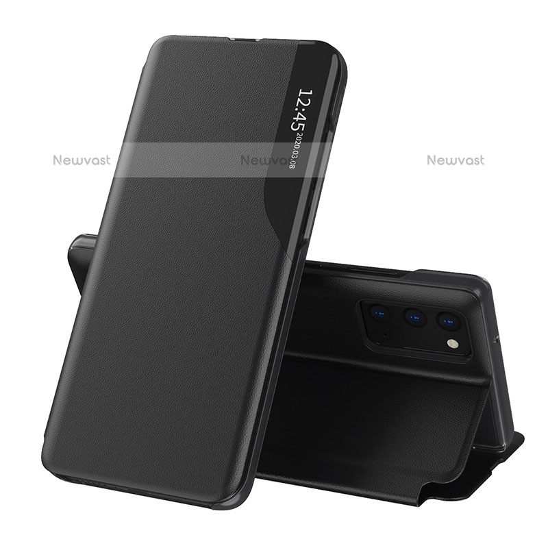 Leather Case Stands Flip Cover Holder QH1 for Samsung Galaxy Quantum2 5G Black