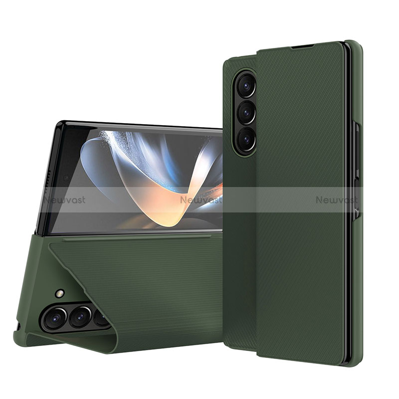 Leather Case Stands Flip Cover Holder QH1 for Samsung Galaxy Z Fold5 5G Green