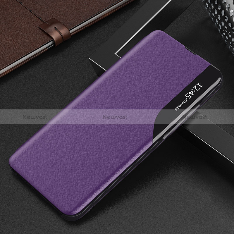 Leather Case Stands Flip Cover Holder QH2 for Samsung Galaxy A30S Purple