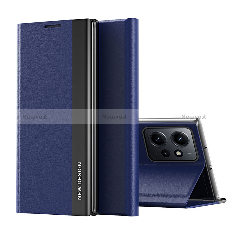 Leather Case Stands Flip Cover Holder QH2 for Xiaomi Redmi Note 12 4G Blue