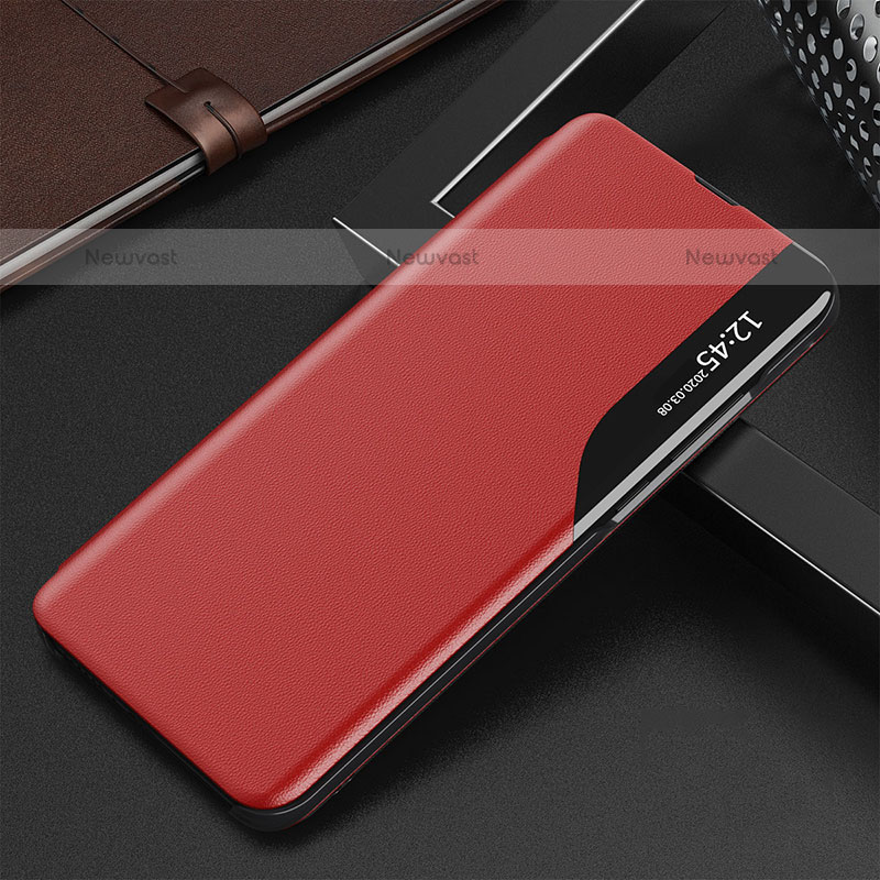 Leather Case Stands Flip Cover Holder QH3 for Samsung Galaxy A02s Red