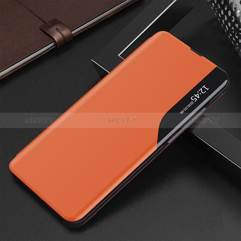 Leather Case Stands Flip Cover Holder QH3 for Samsung Galaxy A03s Orange