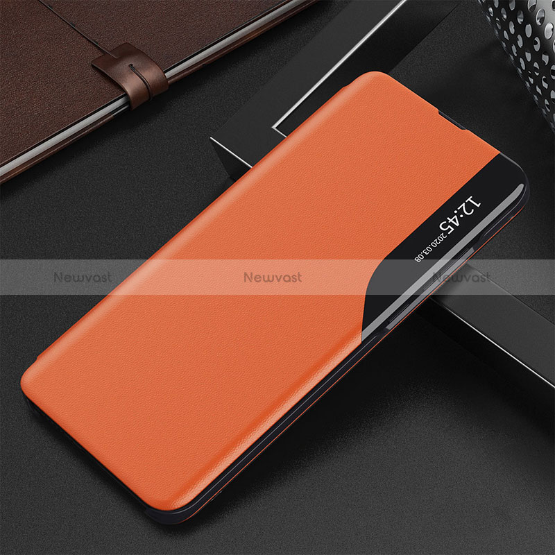 Leather Case Stands Flip Cover Holder QH3 for Samsung Galaxy A81 Orange