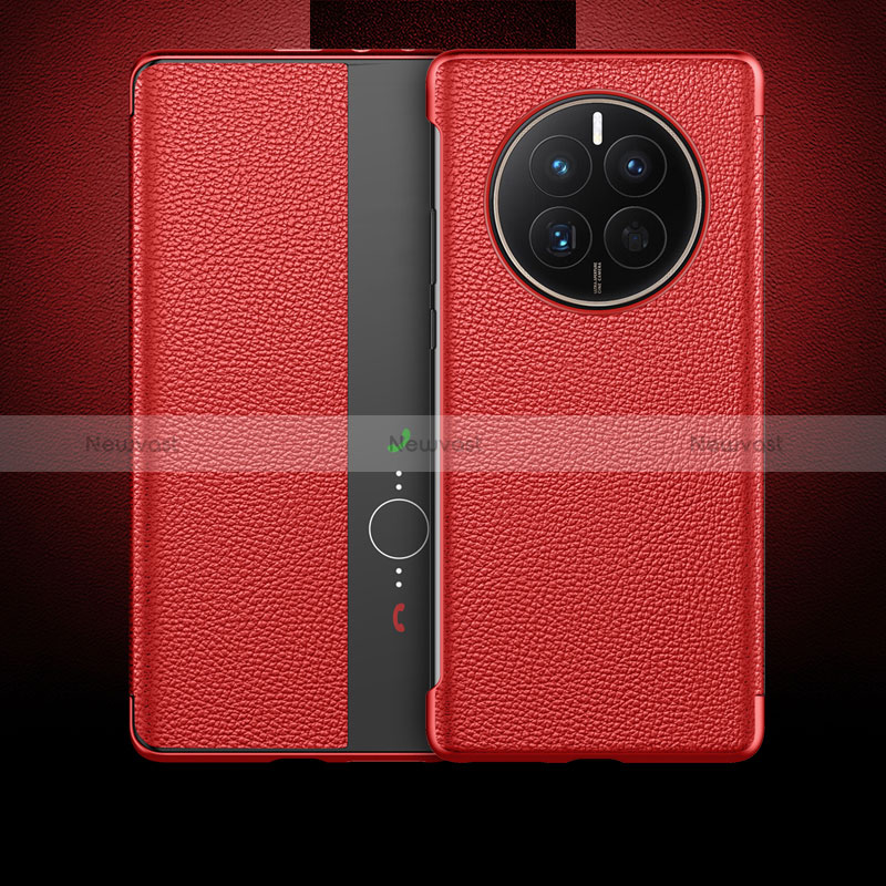 Leather Case Stands Flip Cover Holder QK3 for Huawei Mate 50E Red