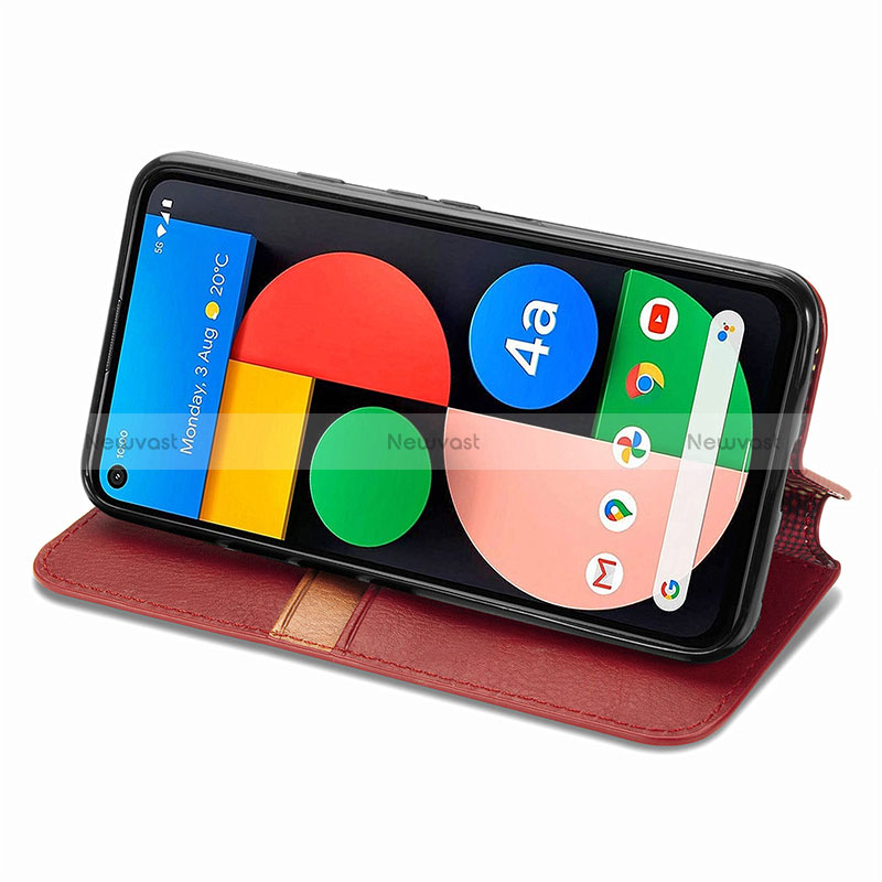 Leather Case Stands Flip Cover Holder S01D for Google Pixel 4a 5G