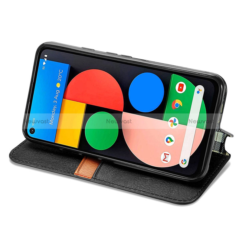 Leather Case Stands Flip Cover Holder S01D for Google Pixel 5