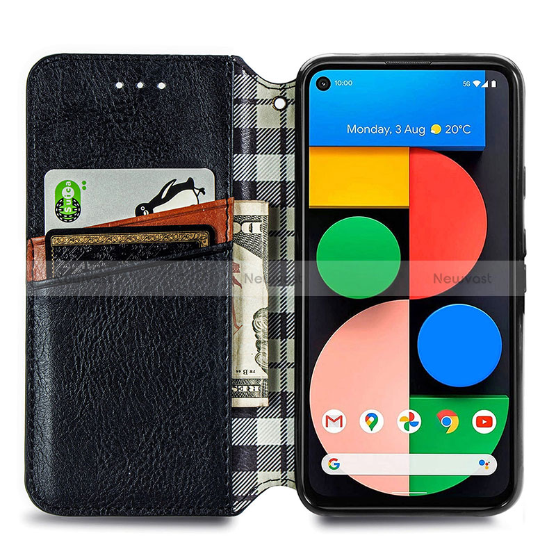 Leather Case Stands Flip Cover Holder S01D for Google Pixel 5