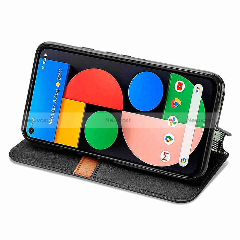 Leather Case Stands Flip Cover Holder S01D for Google Pixel 5a 5G