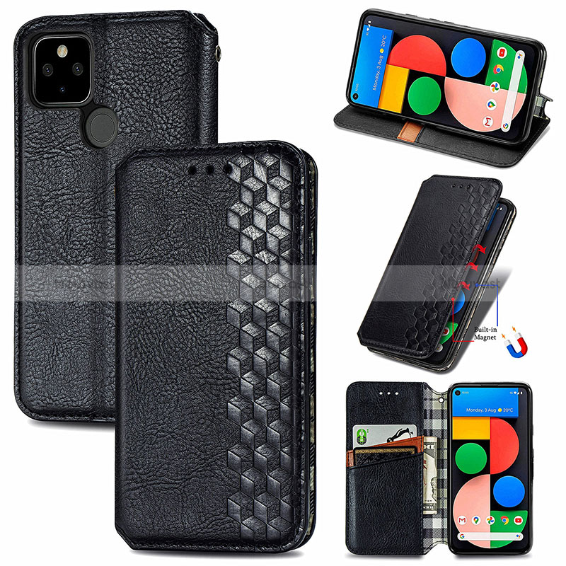 Leather Case Stands Flip Cover Holder S01D for Google Pixel 5a 5G