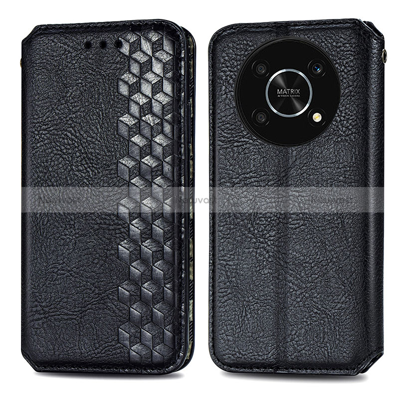 Leather Case Stands Flip Cover Holder S01D for Huawei Enjoy 50 Pro Black