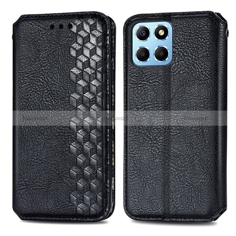 Leather Case Stands Flip Cover Holder S01D for Huawei Honor 70 Lite 5G Black