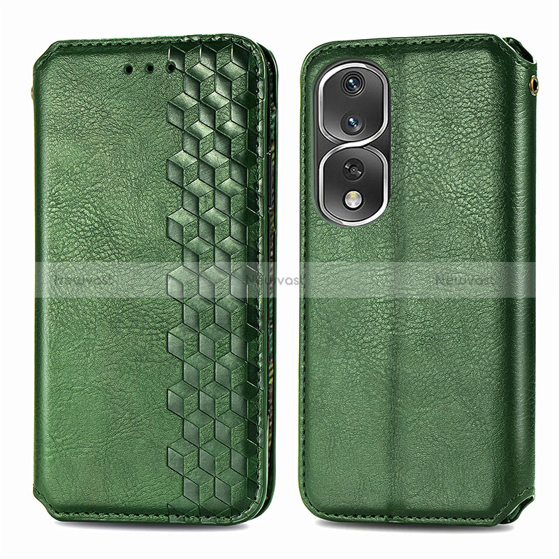 Leather Case Stands Flip Cover Holder S01D for Huawei Honor 80 Pro Flat 5G Green