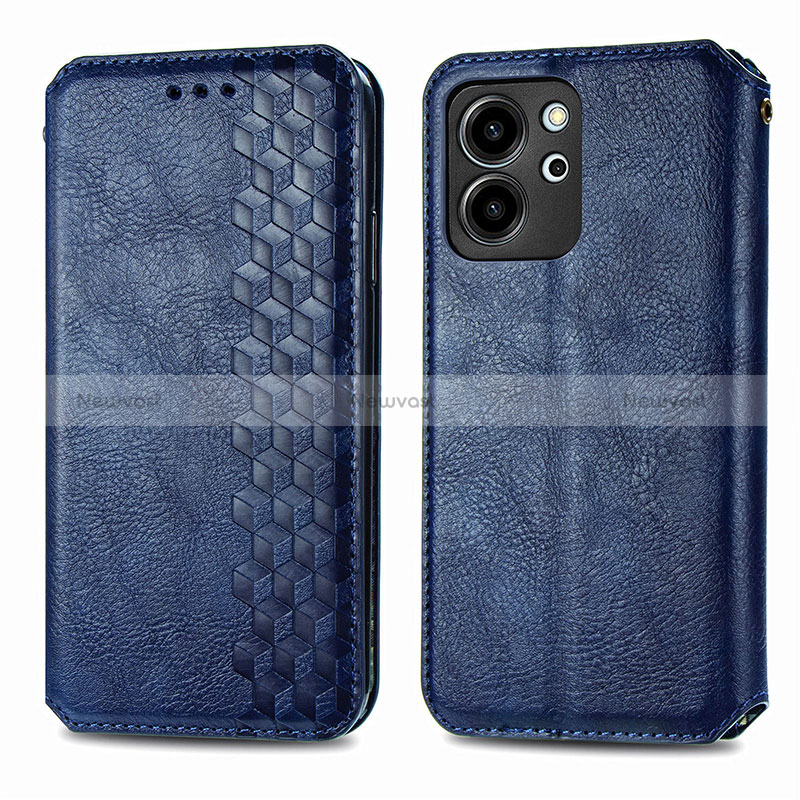 Leather Case Stands Flip Cover Holder S01D for Huawei Honor 80 SE 5G Blue