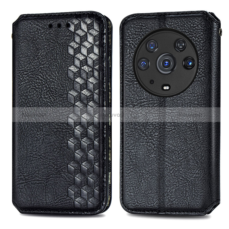 Leather Case Stands Flip Cover Holder S01D for Huawei Honor Magic3 Pro 5G Black