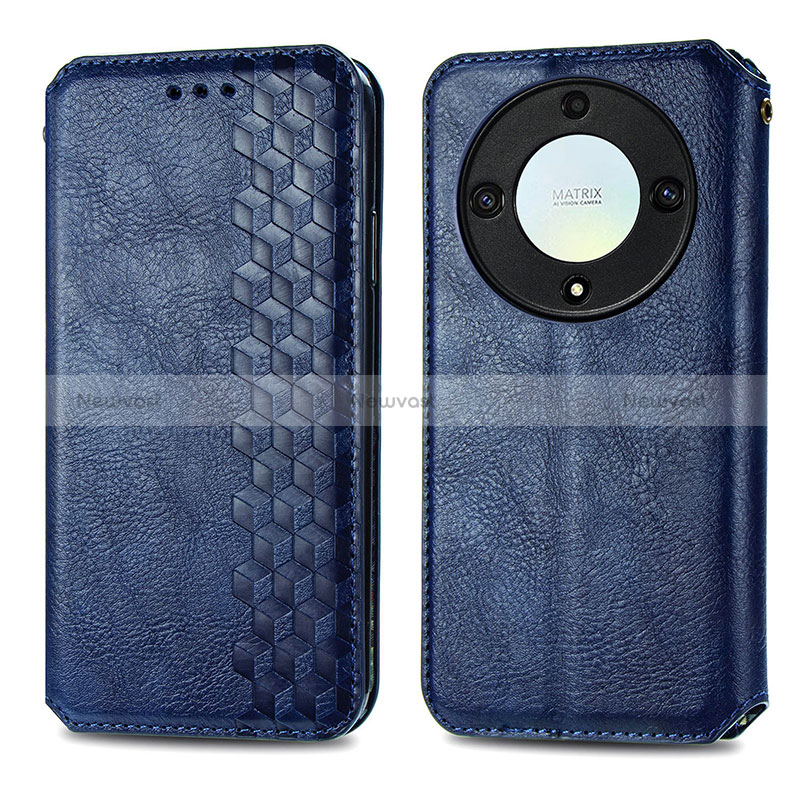 Leather Case Stands Flip Cover Holder S01D for Huawei Honor Magic5 Lite 5G Blue