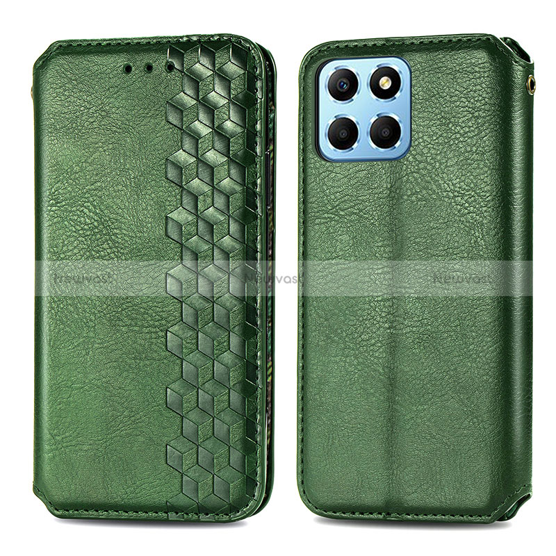 Leather Case Stands Flip Cover Holder S01D for Huawei Honor X6 5G Green