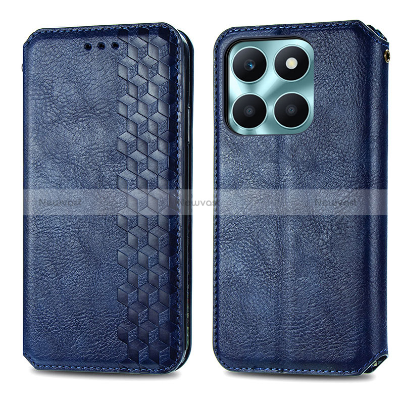 Leather Case Stands Flip Cover Holder S01D for Huawei Honor X6a Blue