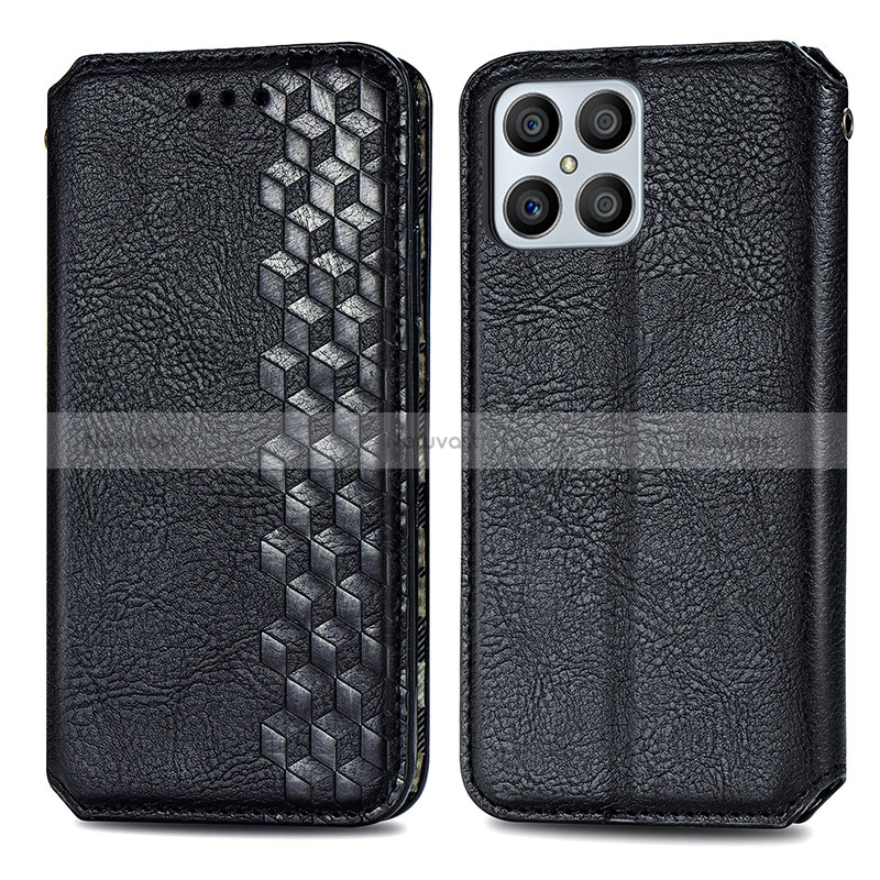 Leather Case Stands Flip Cover Holder S01D for Huawei Honor X8 4G Black