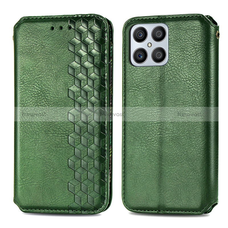 Leather Case Stands Flip Cover Holder S01D for Huawei Honor X8 4G Green