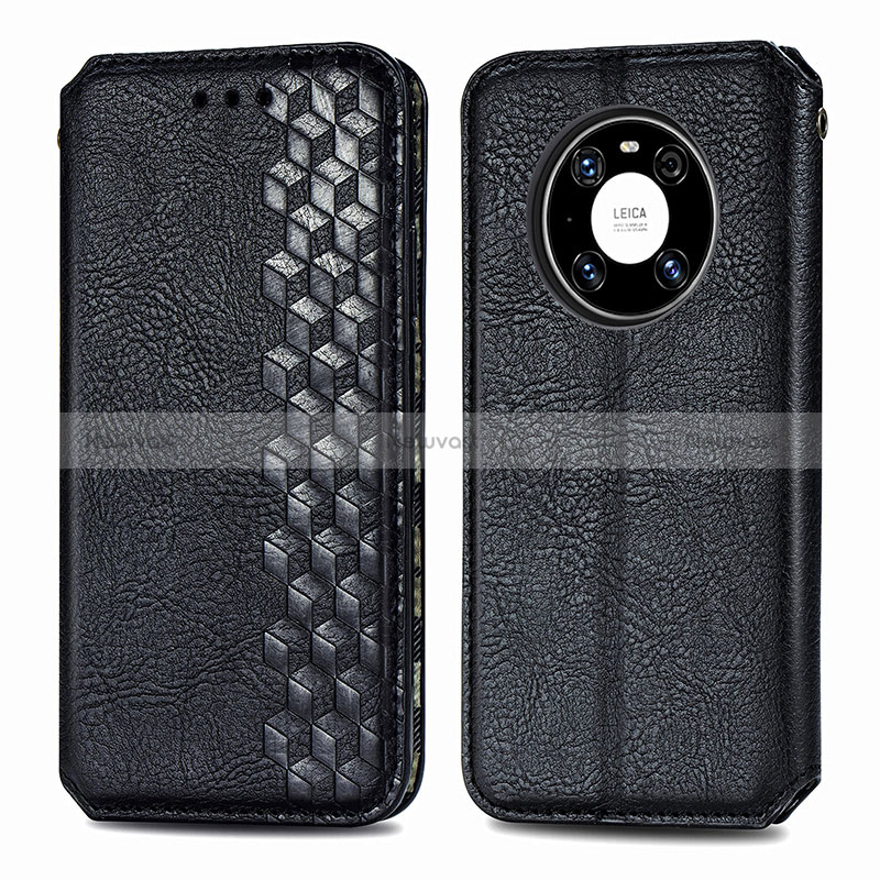 Leather Case Stands Flip Cover Holder S01D for Huawei Mate 40 Pro Black