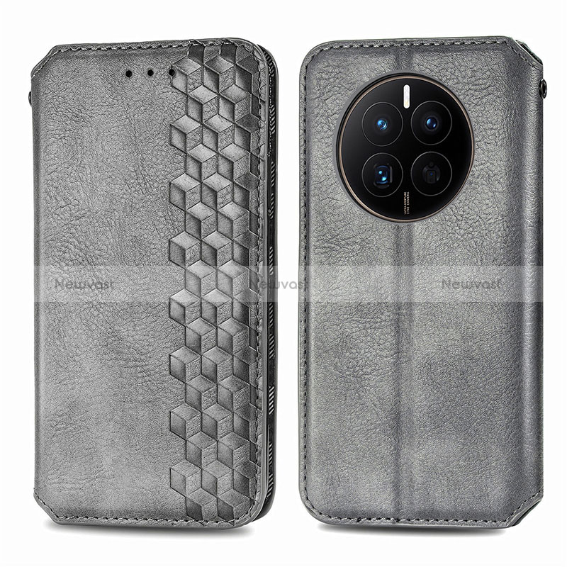 Leather Case Stands Flip Cover Holder S01D for Huawei Mate 50 Gray