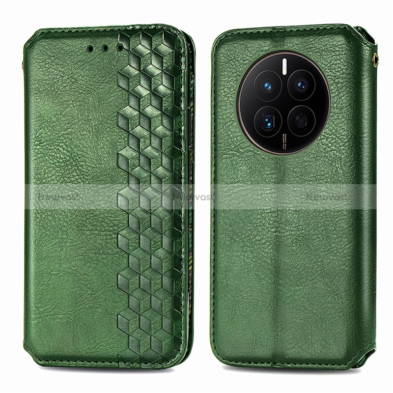 Leather Case Stands Flip Cover Holder S01D for Huawei Mate 50 Green