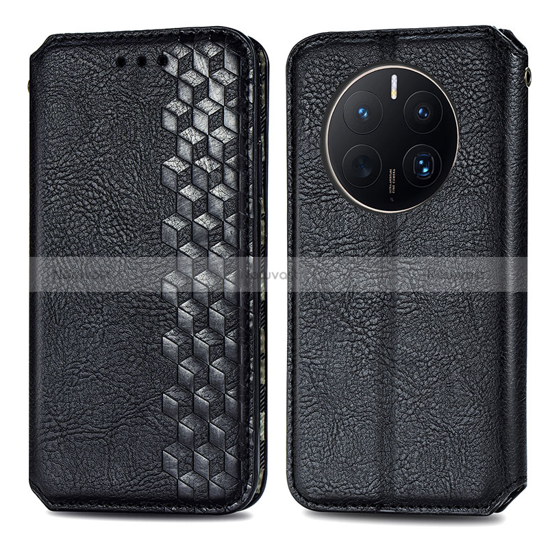 Leather Case Stands Flip Cover Holder S01D for Huawei Mate 50 Pro Black